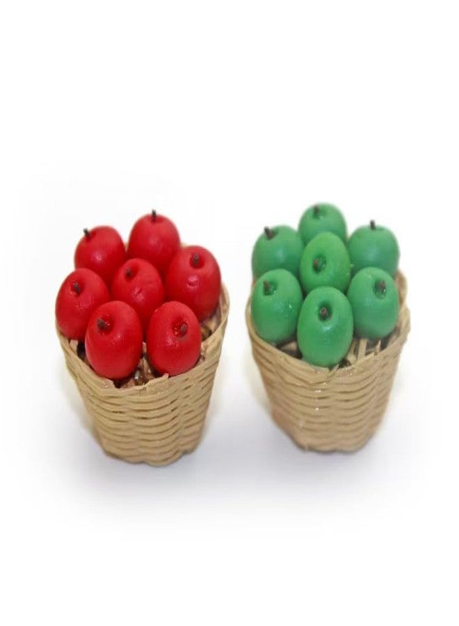 Jizlan Green Dollhouse Decoration Accessories, 1:12 Dollhouse Miniature Scene Model Fresh Fruit Basket (25 x 30 mm) - Image 2